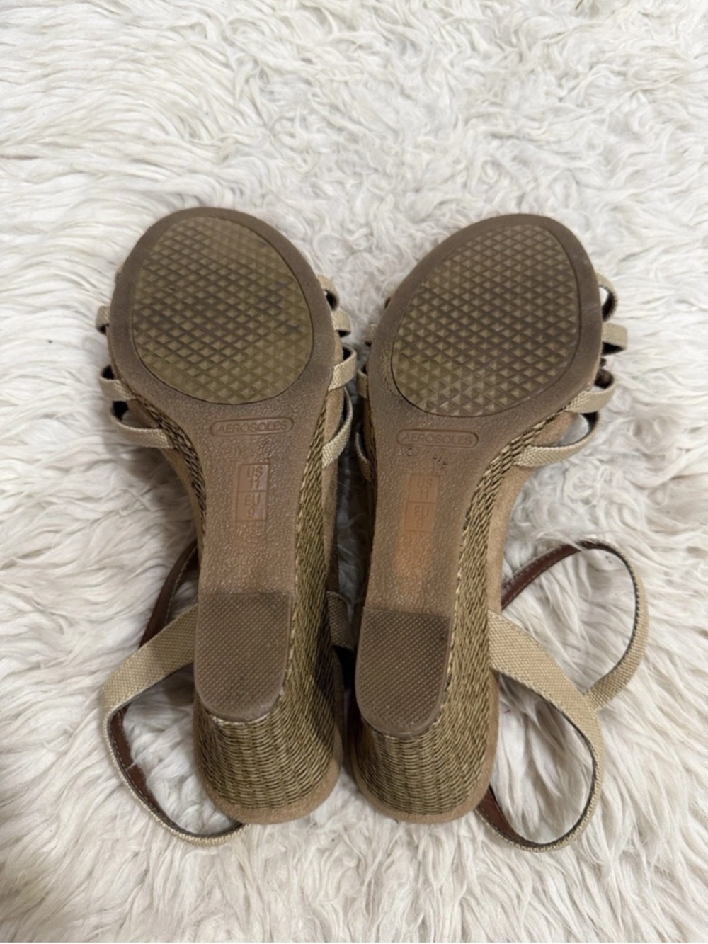 Aerosoles Strappy Cork High‎ Espadrille Wedge Sandal Adjustable  Sz 11 - Picture 4 of 7